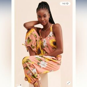 Agua Bendita Floral Jumpsuit in Pink and Yellow